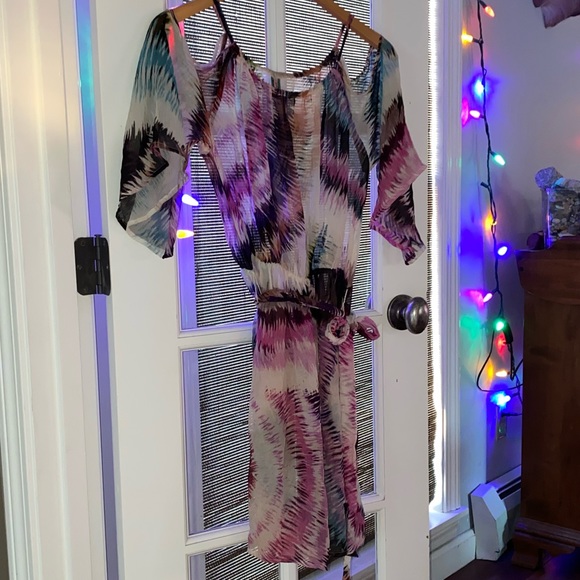 Anthro Pinkerton Silk Dress watercolor - Picture 3 of 8